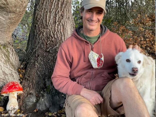 Bryan Largay with his dog, Calvin, at Glenwood Preserve. Credit: Hilde Largay