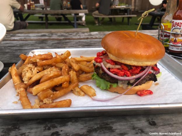 Wildwood burger at Sawmill Alehouse in Boulder Creek. Credit: Naomi Friedland