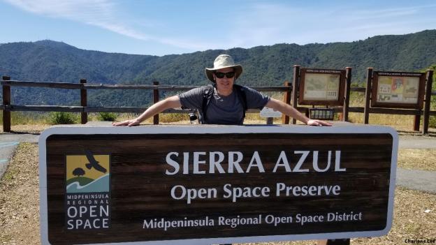 Hilltromper's Mike Kahn gets ready to hike at Midpen's Sierra Azul Open Space Preserve. Credit: Charlene Lee