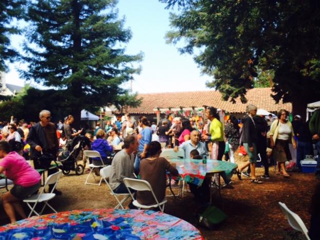 A festive crowd filled the tables all day.