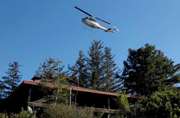 Dec. 22: PG&E helo over Trotter's house (our power pole is just behind the house). 