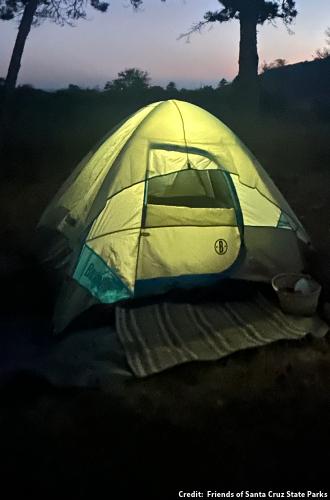 Doesn't camping look good?! Rancho del Oso, Big Basin Redwoods State Park. Credit: Friends of Santa Cruz State Parks