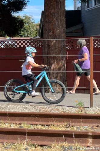 The rail trail is used by people of all ages and abilities. Photo courtesy of Friends of the Rail & Trail.
