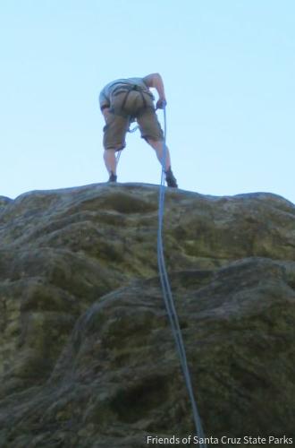 Vaqueros sandstone outcroppings make Castle Rock one of the premiere climbing destinations in the San Francisco Bay Area. Photo courtesy of Friends of Santa Cruz State Parks.