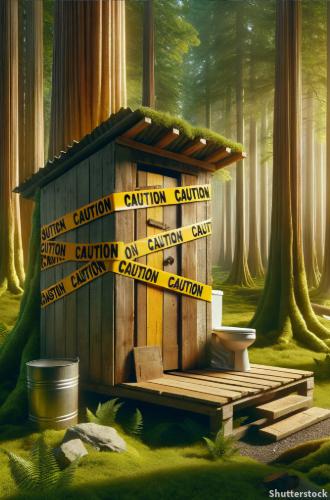 There are many circumstances when it is helpful to know the correct way to relieve oneself when modern plumbing–or even an outhouse–is unavailable. Credit: AI-generated image, Shutterstock.