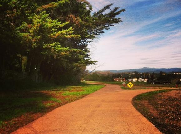 The bike path through Arana Gulch is made of pervious concrete. 